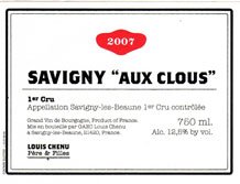 Savigny Les Beaune 1er Cru Aux Clous 2020 Label