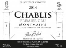 Chablis 1er Cru Montmains 2020 Label