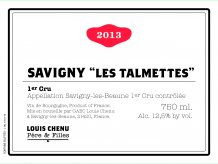Savigny Les Beaune 1er Cru Les Talmettes 2020 Label